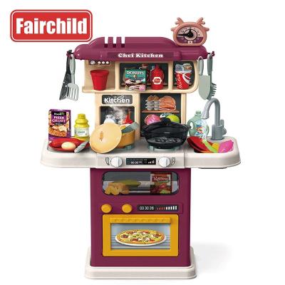 China Light and Music with Spray and Boil 64PCS Mutil Function Pretend Play Toys Home Kitchen Set Playing Set Kitchen Cooking Game for sale