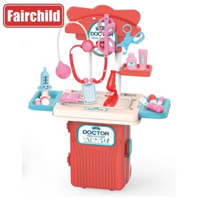 China Plastic Toys for Children 4 in 1 Doctor Toys Tool Table Toy Doctor Suitcase Medicine Box Set for sale