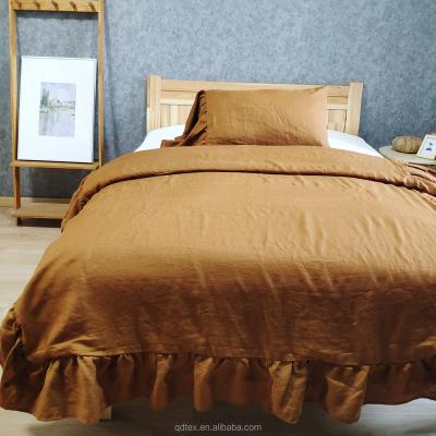 China Customized High Quality French Linen Bedding Nondisposable Full Size Fabric Duvet Cover Set 3 Pcs for sale