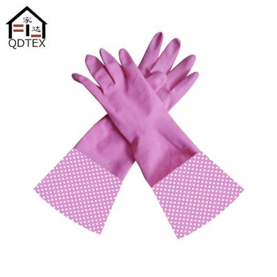 China Long House Cuff Cleaning Latex Coated Work Gloves , Handjob Latex Gloves for sale