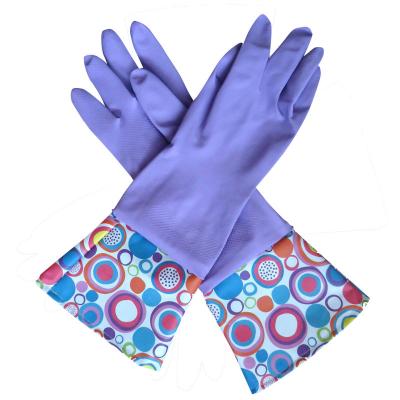 China Cotton Coated Extra Long Kids Cleaning Rubber Gloves for sale