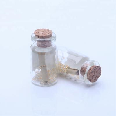 China Personal Care Mini Glass Vials Wishing Bottle with Cork Lid for sale