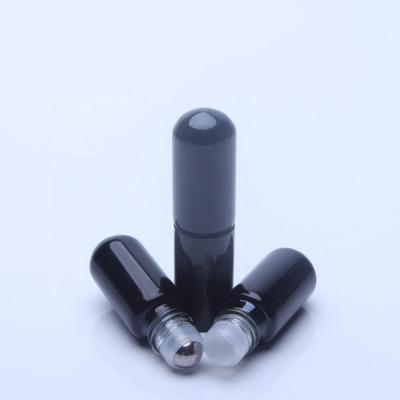 China 3ml personal care round bottom roll on glass bottle with black paint for sale