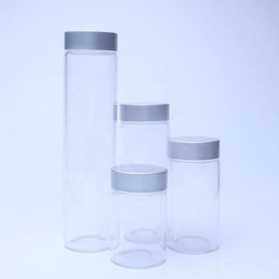 China CANDY Clear Borosilicate Glass Tube Bottles With Anodized Aluminum Caps for sale