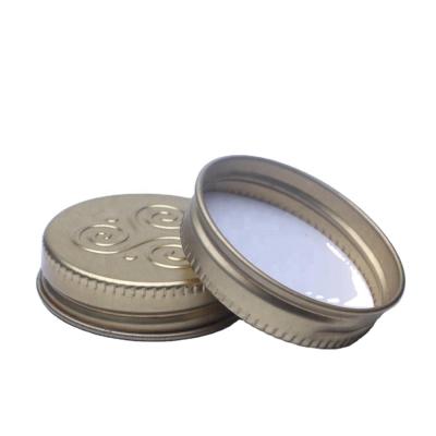 China Smooth Side With Thread Inside 38/400 45/400 58/400 Engrave Tin Lid With Custom Logo Gold Metal Screw Cap for sale