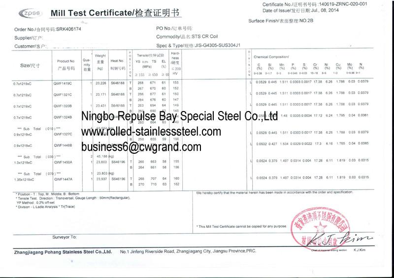  - NINGBO REPULSE BAY SPECIAL STEEL CO., LTD