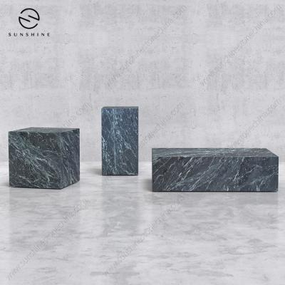 China Newest 100%natural stone green marble stone plinth home furniture coffee table side table for sale