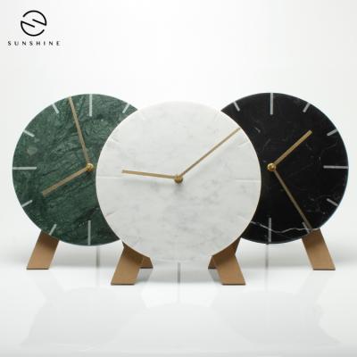 China Antique style hot sale modern natural marble wall clock for home decor for sale