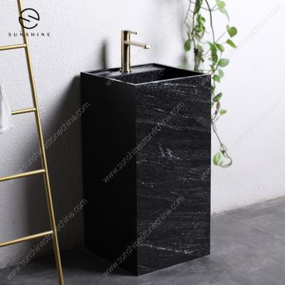 China Sustainable Custom Design Stone Composite Bathroom Sinks Freestanding Pedestal Marble Sink for sale