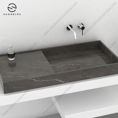 China ECO-frendly Marble Vanity Bathroom Console Sink Countertop Wash Basin for sale