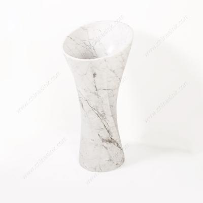 China ECO-frendly Natural Stone Italian White Marble With Black Veins Wash Pedestal Wash Basin for sale