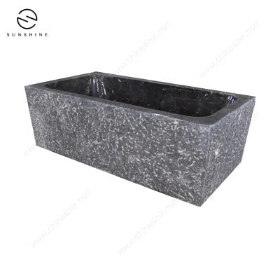 China Rectangle Freestanding Black Stone Bathtub Bathroom Solid Freestanding Bathtub for sale