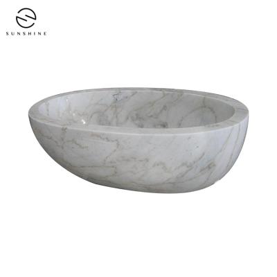 China Freestanding Moon White Marble Bathtubs for sale