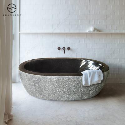 China Natural Black Solid Free Stone Maker Freestanding Soaking Bathtub for sale