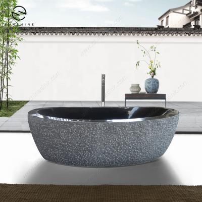 China China Black Solid Stone Granite Freestanding Soaking Bathtub For Sale for sale