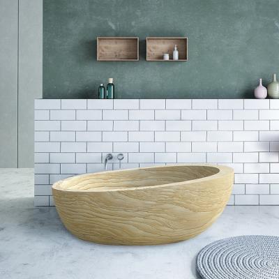 China Free Genuine Sandstone 2 Sided Skirted Freestanding Soaking Tub Maker for sale