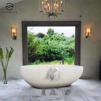 China Free Wholesale Unique Natural Limestone Marble Freestanding Bathtub for sale