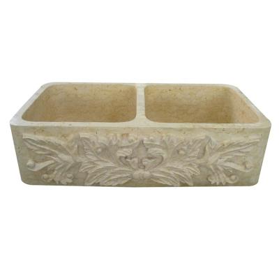 China Without Faucet Double Bowls Marble Undermount Kitchen Sink Apron Front Sink for sale