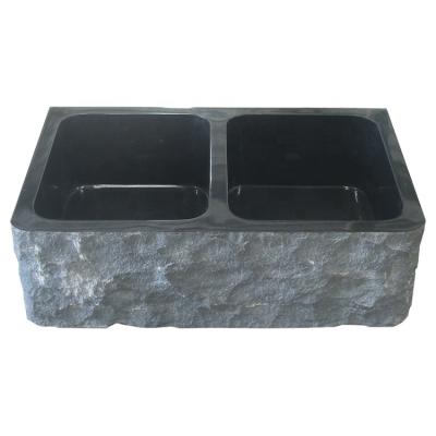 China Without Double Faucet Modern Black Natural Stone Kitchen Granite Sink for sale