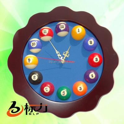 China Billiard Pool Billiard Ball Billiard Wall Clock Wooden Billiard Accessories Real Wood Billiard Accessories For Club Use for sale