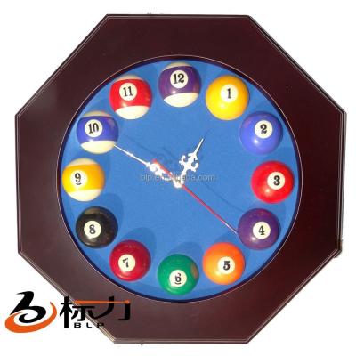 China Billiard Pool Billiard Ball Billiard Wall Clock Wooden Billiard Accessories Real Wood Billiard Accessories For Club Use for sale