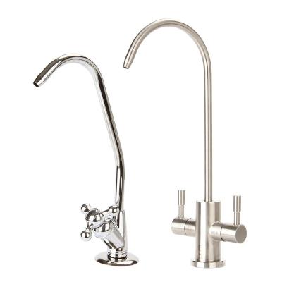 China Hotel home and commercial 2 points 304 universal stainless steel water purifier faucet accessories single and double outlet faucet for sale