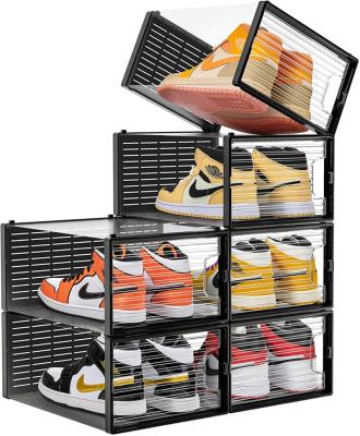 China Sustainable Shoe Storage Boxes, Shoe Display Case Sneaker Storage Clear Shoe Organizer for Closet, Stackable Clear Shoe Boxes for sale