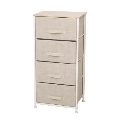 China Sturdy Customized Sustainable Fabric 4 Drawer Dresser Vertical Storage Tower With Steel Frame for sale