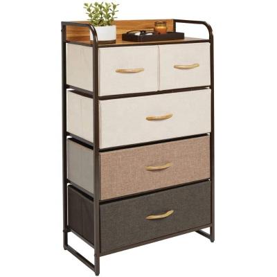 China Sturdy Viable Steel Frame Furniture Dresser Tower Pull Drawer Storage Rolling Cart Organizer Wood Top Durable Woven Steel Frame for sale