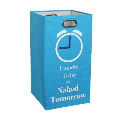 China Quality Eco-Friendly Durable Nonwoven Fabric Foldable Waist Clothes Storage Basket Laundry Hamper With Handle for sale