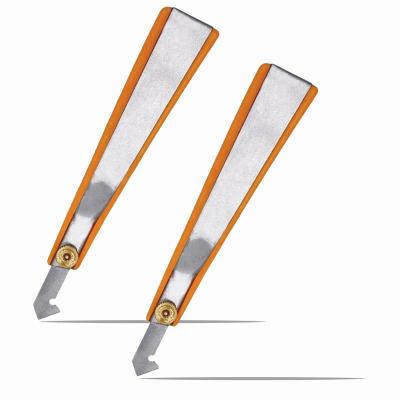 China Slide Mat Open Knife ABS Stainless Steel Handle Orange Material Hook Knife for sale