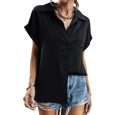 China High Quality Solid Breathable Natural V-Neck Sleeve Fashion Shirt Spring Short Shirt Anti-wrinkle Shirt for sale