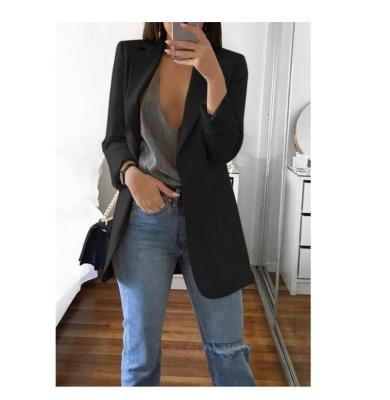 China Breathable Simple Fashion Solid Color Mujer Tops Lady Lapel Long Sleeve Slim Suit Office Blazer Cardigan Women's Suit for sale