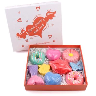 Chine Home Spa Sweetie OEM Private Label Custom Packing Colorful Fizzy Organic Candy Cupcake Donuts Heart Bath Bombs Set à vendre