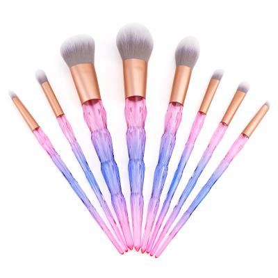 China Angular Blush New Design Wholesale Private Label Custom Packing Professional Plastic Handle Face Eyes Pink Makeup Brush for sale