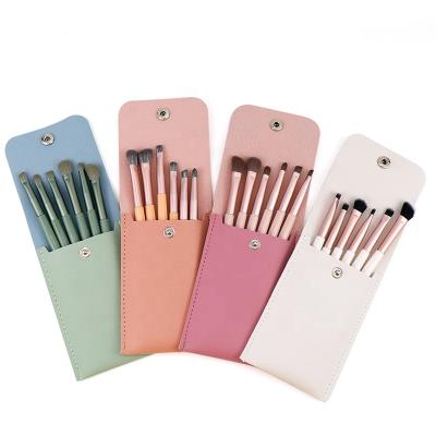 China Angular Blush Brush 6pcs Wholesale Private Label Custom Packing Professional Wooden Handle Face Eyes Makeup Brushes for sale