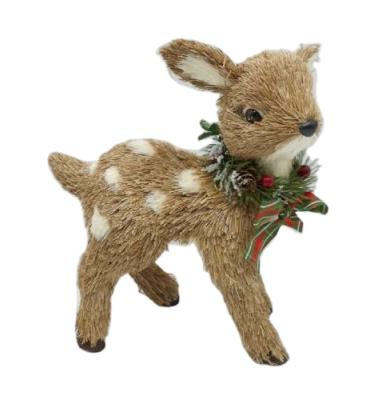 China Christmast Ornament SYART 2021 Christmas Decor Handmade Natural Straw Indoor Home Decoration Best Selling Standing Deer for sale