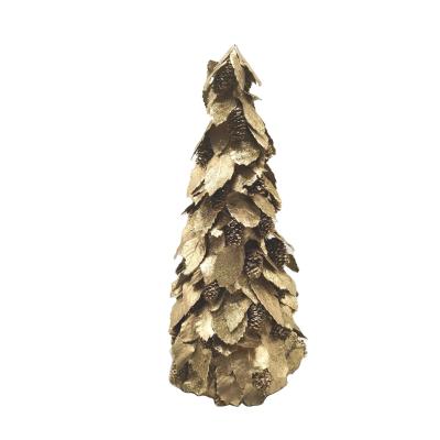 China GARLAND DECORATION SYART Christmas home decoration supplies table ornaments gold leaves cone tree for sale