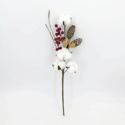 China Party Celebration Festival Decoration Natural Red Berries Dry Cotton Single Stem Dried Flower for Home Decor for sale