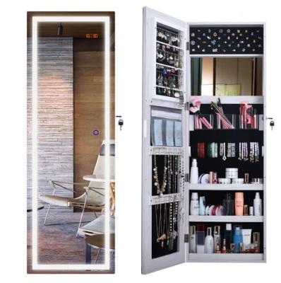 China Modern Wall/Door Mounted Mirror Jewelry Armoire, Jewelry Cabinet w/LED Lights & Touch Screen Lighted Mirror for sale