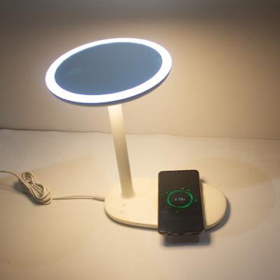 China Multifunction Radio Lighted Charging Table Lamp Smart Vanity Lighted Makeup Mirror for sale