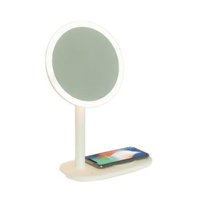 China Lighted Fast Wireless Charging Desktop Makeup Mirror With Night Light for sale