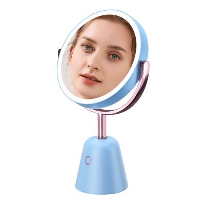 China Lighted Touch Dimmer Switch Rechargeable Double Sided Height Adjustable Makeup Mirror With 3 Colors Light for sale