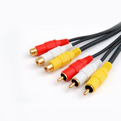 China DVD Player 3 White Yellow Red RCA To OEM ODM Professional Audio Cable Male Female RCA Jack Audio Cable For Mixer VCD DVD for sale