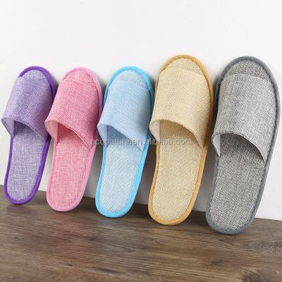 China Soft close toe  Linen Hotel Slippers Coconut Hotel Slippers for sale