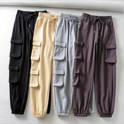 China Autumn And Winter Windproof Models With Big Feet Elastic Waist Pockets Jogging Women's All-match Solid Color Loose Pants for sale