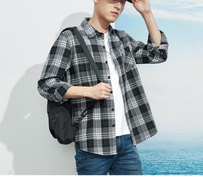 China OEM Casual Anti-pilling Men's Long Sleeve Travel Plaid Business Shirt 2022 for sale