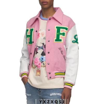 China OEM viable custom virgin wool patch chenille embroidery leather sleeve letterman varsity jacket for men for sale