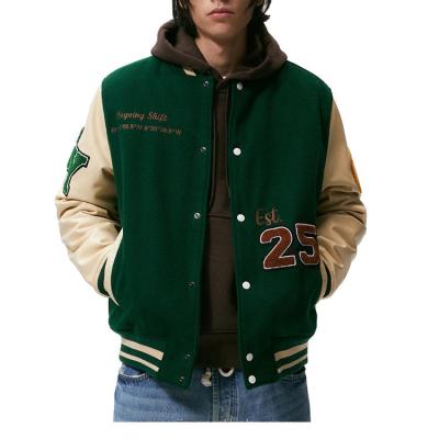 China OEM viable custom chenille embroidery leather sleeve vintage letterman varsity jacket for men for sale