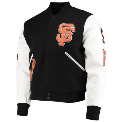 China Durable 2022 OEM Pro Standard Cowhide Leather Jackets Full Zip Letterman Winter Jackets For Men for sale